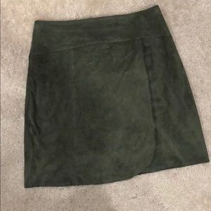 Olive green suede skirt